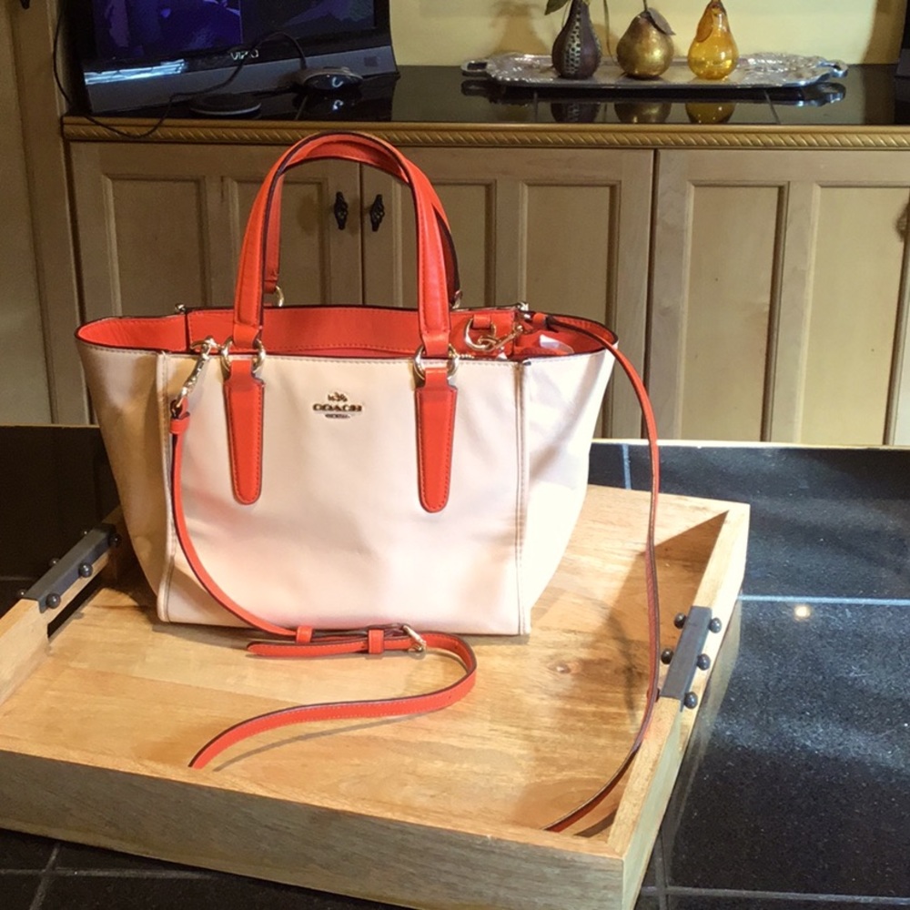 Coach Summer handbag, light peach pre- owned.